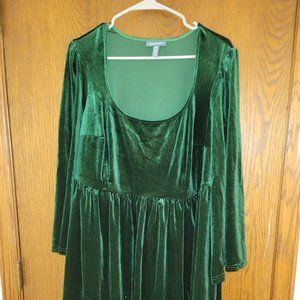 Green Velvet Babydoll Dress from Modcloth-Size 1X